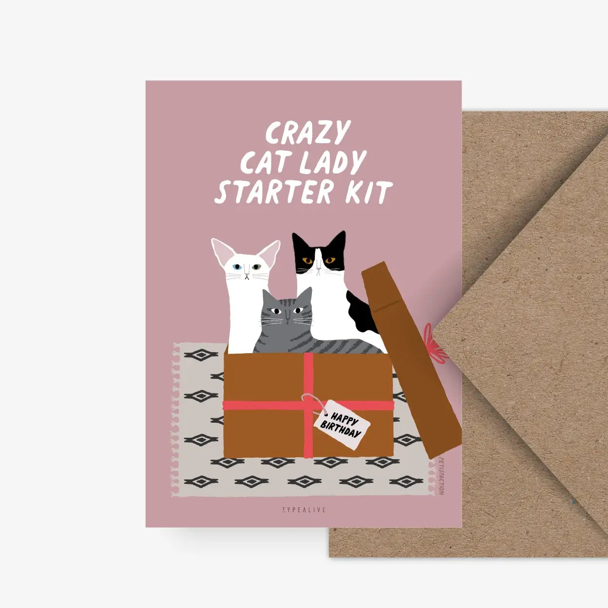 Greeting card "Crazy cat lady starter kit"